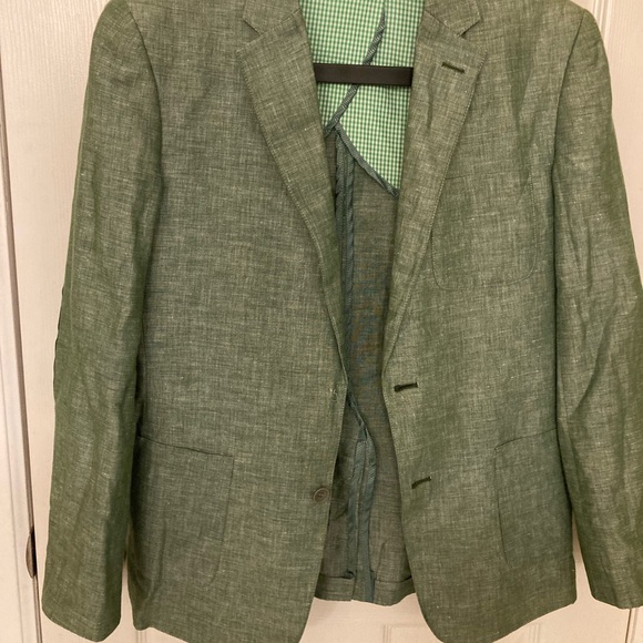 Green Linen Boys Suit Jacket - Picture 2 of 4